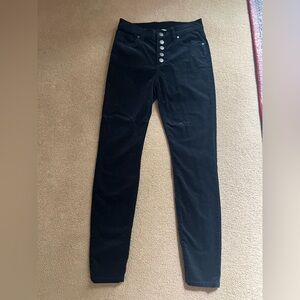 Navy Blue High-Waisted Button-Fly Women Corduroy Jeans